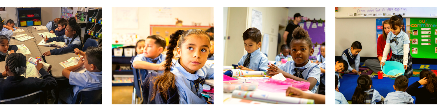 Four photos of children in classrooms
